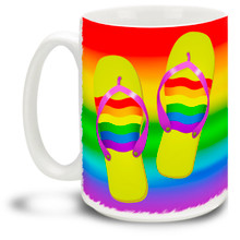 Rainbow Pride Flip Flops 15 oz Mug
