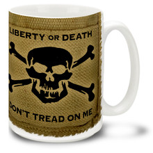 liberty or death don t tread on me on black 15oz mug cuppa