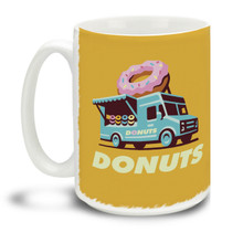 Are you a donut lover? What happier site could there be than the donut truck? Even if you have no neighborhood donut truck, this mug is a fun way to dunk your doughnuts in coffee! 15oz Donut Truck coffee mugs are durable, dishwasher and microwave safe.