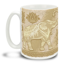 Let this lucky elephant get your day started right! This mug is a fun way to dunk your doughnuts in coffee! 15oz Lucky Champagne Gold Elephant coffee mugs are durable, dishwasher and microwave safe.