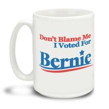 Never give up the good fight with this Don't Blame Me I Voted For Bernie logo mug. Durable, dishwasher and microwave safe big 15-ounce Bernie Sanders logo ceramic coffee mug with comfortable 4-finger handle. #berniewouldhavewon #berniesanders #bernie2020 #dontblameme #notmypresident