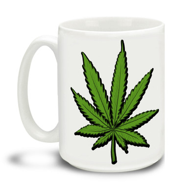 Lively yourself up with this Green Hemp Mug. Delightful marijuana theme makes this the perfect leisure-time mug. Durable, dishwasher and microwave safe big 15-ounce ceramic coffee mug with comfortable 4-finger handle.