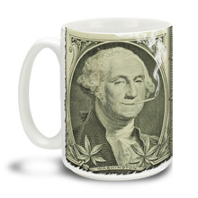Lively yourself up with this In Hemp We Trust mug. George Washington was a big fan of hemp's many uses...! Durable, dishwasher and microwave safe big 15-ounce ceramic coffee mug with comfortable 4-finger handle.