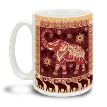 Let these lucky elephants get your day started right! This plentiful pachyderm mug is a fun way to dunk your doughnuts in coffee! Durable, dishwasher and microwave safe big 15-ounce ceramic coffee mug with comfortable 4-finger handle.