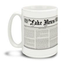 Wild and wacky media ramblings making you crazy? Show them you're in the know with this durable, dishwasher and microwave safe Fake News with Newspaper mug . Big 15-ounce ceramic coffee mug has comfortable 4-finger handle.