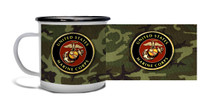 Marine Crest On Woodland - Metal Camp Mug