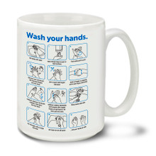 In these uncertain times one thing is for sure, Americans are tough and resilient! Find a little humor and bash the corona virus COVID-19 bug with this durable, dishwasher and microwave safe 15-ounce gentle reminder on the proper way to wash your hands ceramic coffee mug with comfortable 4-finger handle. #coronavirus #handwashing