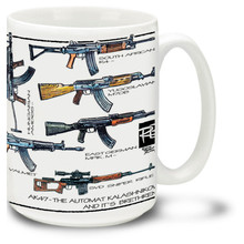 AK-47 Coffee Mugs. The AK-47 Assault Rifle is officially known as the Avtomat Kalashnikova. The AK-47 remains one of the most widely used and popular assault rifles in the world to this day, with more variations of this design produced than all other assault rifles combined. 15oz AK-47 Mug is durable, dishwasher and microwave safe.