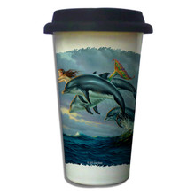 Chasing the Wind Mermaid and Dolphins - 11oz. Insulated Ceramic Travel Mug