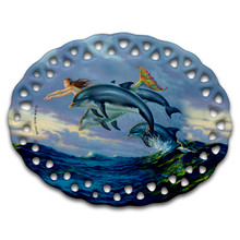 Chasing the Wind Mermaid and Dolphins - Ceramic Ornament