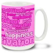 Exercise and Fitness Word Cloud in Pink - 15oz. Mug