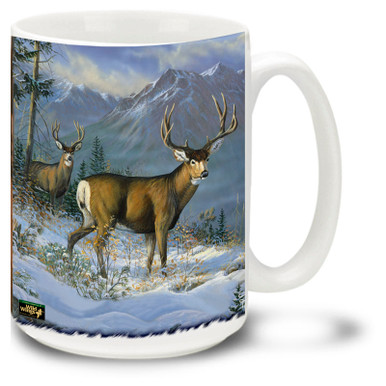 The beautiful Mule Deer in the snowy wilderness.