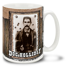 John Henry "Doc" Holliday, friend of Wyatt Earp and veteran of the Gunfight at the O.K. Corral: American gambler, gunfighter, dentist and legend of the American Old West. Drink a cup of mud in a Doc Holliday Mug! Featuring a historic photo, this Doc Holliday coffee Mug is dishwasher and microwave safe.