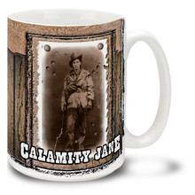 Martha Jane Canary was better known as Calamity Jane, American frontierswoman, friend of Wild Bill Hickok, and famous Wild West frontier legend. Perk up with some coffee in a Calamity Jane Mug! Featuring a historic photo, this Calamity Jane coffee Mug is dishwasher and microwave safe.