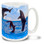 Dolphin lady dolphins mug features a photograph of two playful porpoises jumping over a free spirited beach goer. 15oz Dolphin Lady Dolphins Coffee Mug is durable, dishwasher and microwave safe. Personalize it with your name for only $3 more!