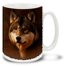A timberwolf is a subspecies of the common North American wolves. Timberwolves inhabit wooded forest areas. A noble, almost gentle beast adorns this wolf mug. Timberwolf Wolf coffee mug is dishwasher and microwave safe.