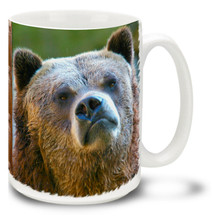 Consternation is defined as "a sudden, alarming amazement"... This grizzly bear looks the part, with a look somewhere between grumpy and confused! Grin and bear it with this grizzly bear coffee mug. Brown Grizzly Bear coffee mug is dishwasher and microwave safe.