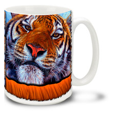 There are plenty of good places to be in the jungle, but face to face with a tiger is usually not one of them! Get wild with this impressive Tiger mug. Face to Face Tiger coffee mug is dishwasher and microwave safe.
