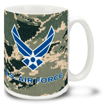 The United States Air Force personnel keep America free and safe everyday, often dressed in their camo uniforms. Get down to business with this U.S.A.F. camo mug! Air Force camo Coffee Mug is dishwasher and microwave safe.