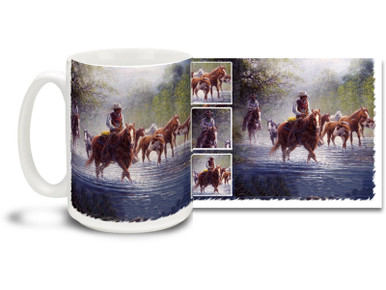 Get ready for the long drive with this cowboys and wild horses mug! Rocky Creek Colts coffee Mug is dishwasher and microwave safe.