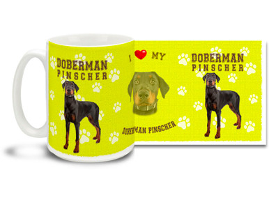 Love your Doberman? You'll love this Doberman Coffee mug! Doberman mug is dishwasher and microwave safe.