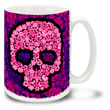 Pink Flower Skull - 15oz Mug
