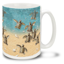Baby Sea Turtles on the Beach - 15oz Mug