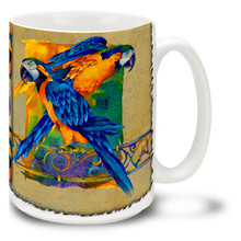 Elegant Blue and Gold Macaws - 15oz Mug