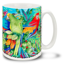 Vivid Watercolor Tropical Birds - 15oz Mug
