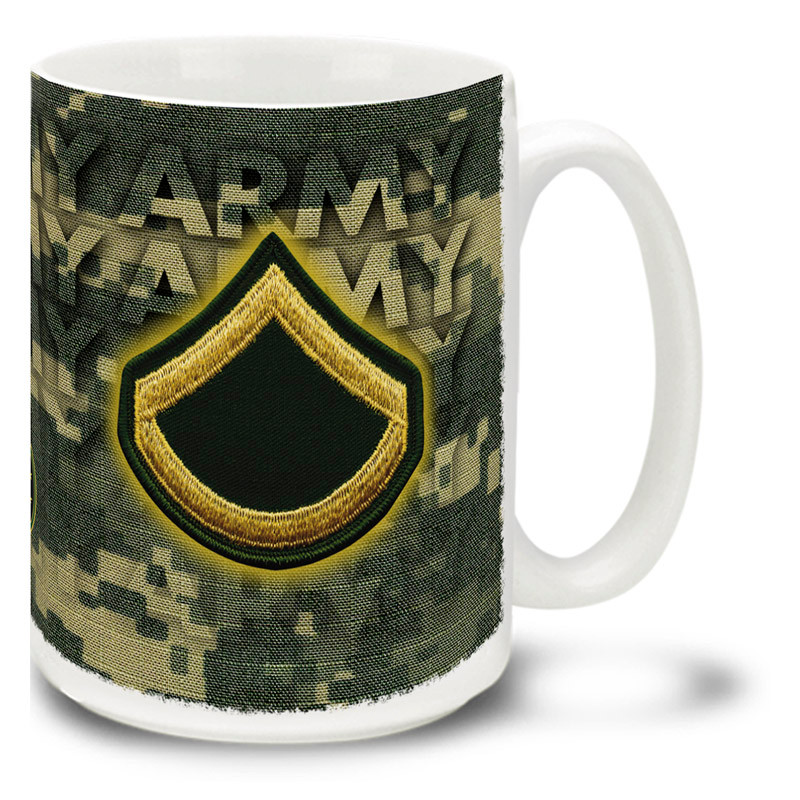 FREE NAME//MOS US ARMY SSG STAFF SERGEANT 11 oz Coffee Mug Two sided