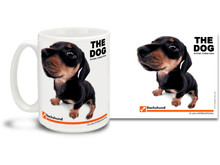 Get up close and personal with your favorite dog breeds with "The Dog" mug featuring the popular Dachshund! Dachshund lovers know these scamps can be playful as well as stubborn, and often get into laundry piles and other household things that can satisfy their need to burrow and explore. Colorful 15oz The Dog Dachshund coffee mug is dishwasher and microwave safe.