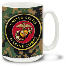 Show your pride in the United States Marine Corps with this USMC Mug with Marines-approved crest. 15oz Marines coffee mug is dishwasher and microwave safe.