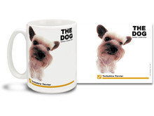 Get up close and personal with your favorite dog breeds with "The Dog" mug featuring the popular Yorkshire Terrier! Yorkshire Terrier lovers know these pretty canines are a little fussy and spoiled, but very protective, curious and loving . Colorful 15oz The Dog Yorkshire Terrier coffee mug is dishwasher and microwave safe.