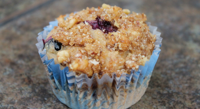 Blueberry Banana Streusel Muffins