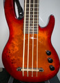 Smiger Electric Travel Bass - red-orange burst with Coffin Case gig bag featuring Kiss