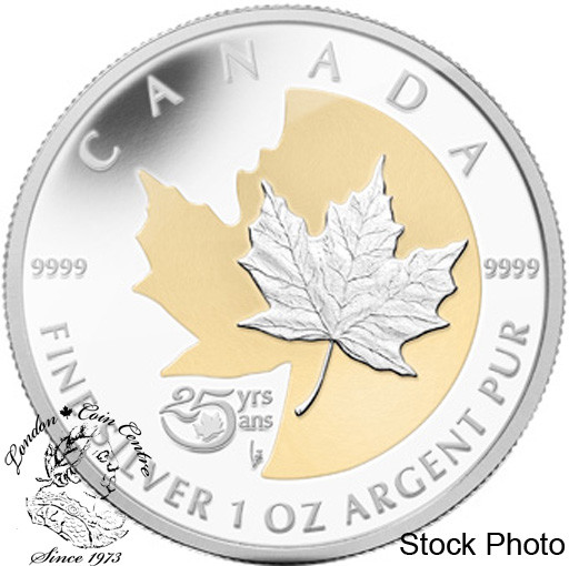 Canada 2013 25th Anniversary of SML $5 Pure Silver Maple Leaf Gold Plating