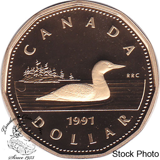 1991 CANADA LOONIE PROOF-LIKE ONE DOLLAR COIN