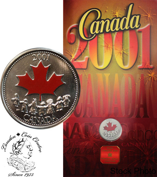 Canada 2001 25 Cent Spirit of Canada Coloured Coin in Folder