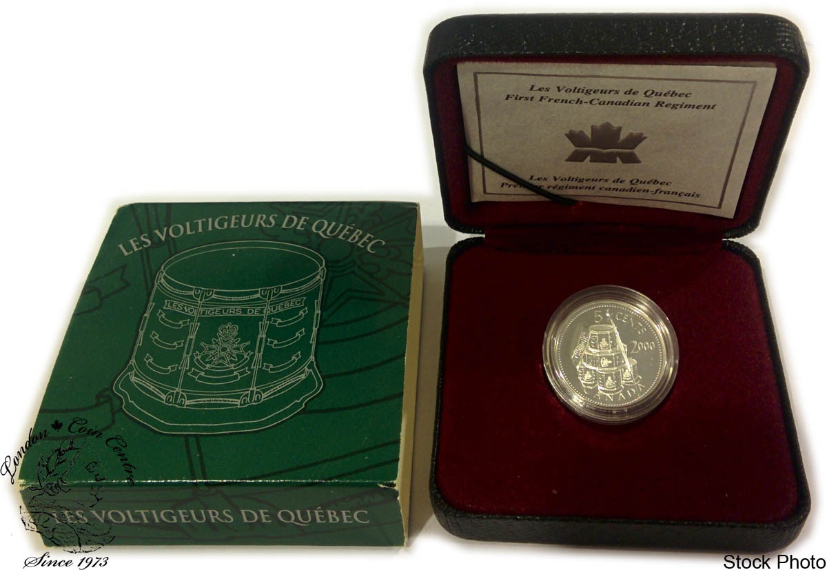 2000 Canada French-Canadian Regiment Les Voltigeurs de Quebec 5 cent silver