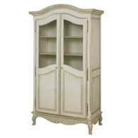 Grand Armoire
Finish: Versailles Linen
Door Option: Brass Wire Mesh
Knobs: Glass Knobs with Gold Base