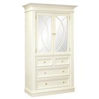 Wilshire Armoire
Finish: Antico White
Standard Knobs: Glass Knobs with Gold Base