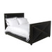 Bed Size: Queen
Fabric: AFK Elvis
Nail Heads: Antique Brass
Feet Finish: Black