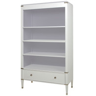 Gramercy Bookcase
Body Finish: Snow
Drawer, Top, Interior Back, Sides and Shelves: Dior Gray
Chest Straps: Polished Nickel
Toe Caps: Polished Nickel
Upgraded Knobs: Polished Nickel Knob #1