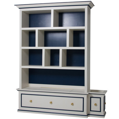 McGaw Bookcase
Body Finish: Linen
Accent Color: Navy
Accent Knobs: Polish Brass #6