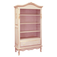 Tall French Bookcase
Finish: Versailles Pink
Appliqued Moulding Option: AFK Standard Moulding in Versailles Pink
Knobs: Glass Knobs with Gold Base
