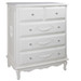 French Tall Chest
Finish: Antico White
Appliqued Moulding Option: AFK Standard Moulding in Antico White
Knobs: Glass Knobs with Silver Base