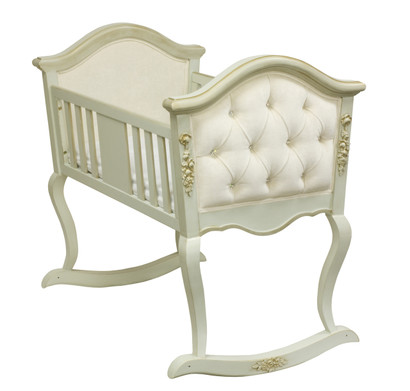 Upholstered French Cradle: Versailles Blue / Ivana
