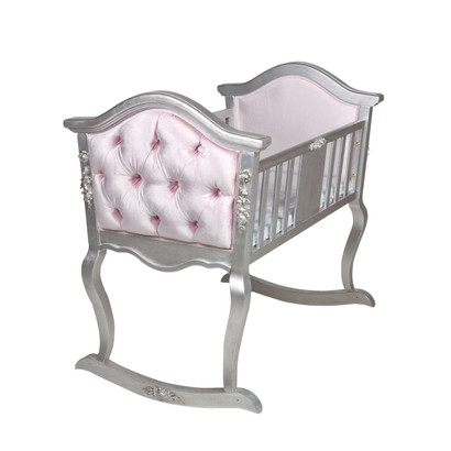 Upholstered French Cradle: Silver Gilding / Majestic Lilac Mist