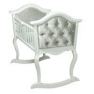 Upholstered French Cradle: Antico White / Majestic Silver