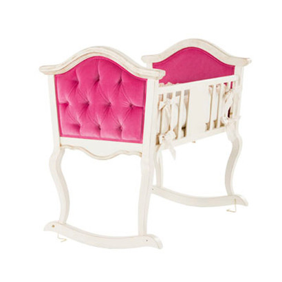 Upholstered French Cradle: Versailles Creme / Rosetta